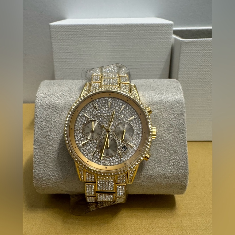Michael Kors Bryant Pavé Gold-Tone Women's Watch